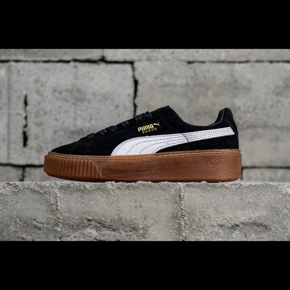 Classic PUMA Basket Suede Platform Black White